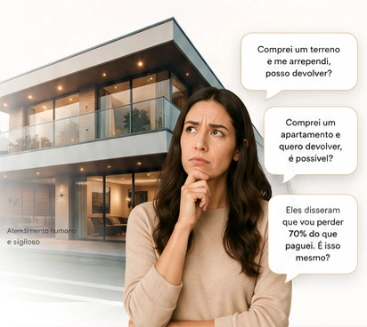 Casa e cliente com dúvidas sobre distrato imobiliário